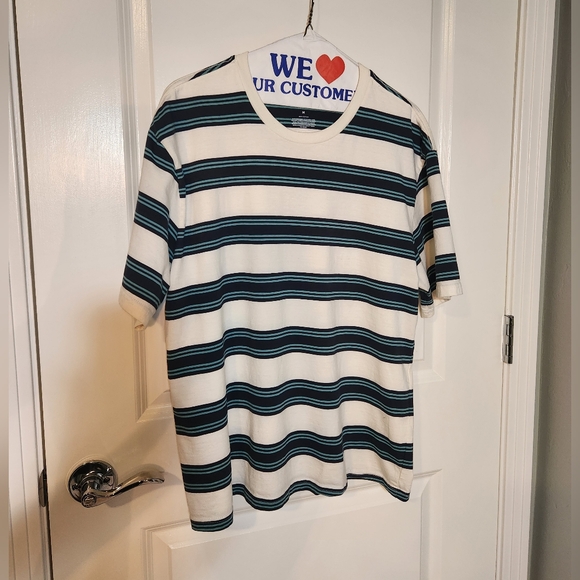 Striped Blue and White Men's Shirt - Picture 1 of 6